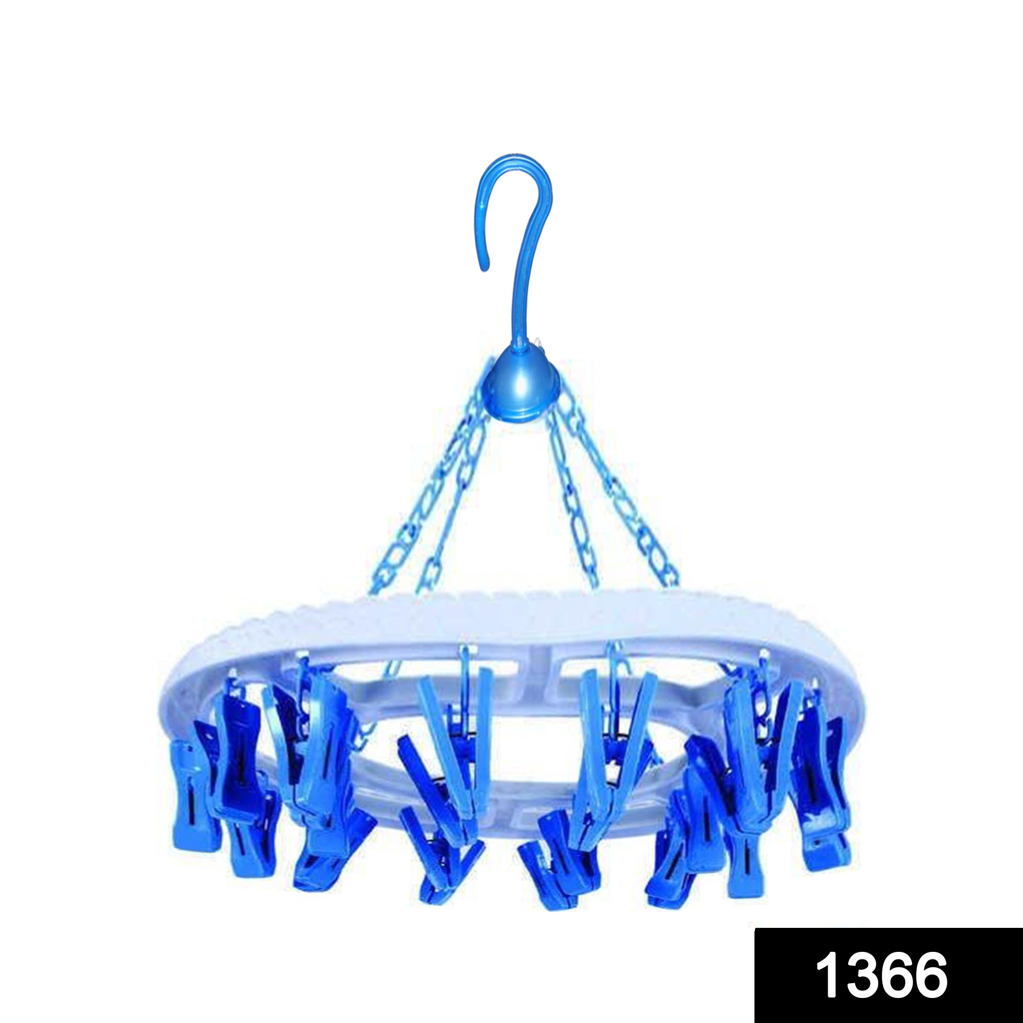 Multicolour round hanger with 18 clips for drying clothes. Multicolour round hanger with 18 clips for drying clothes.